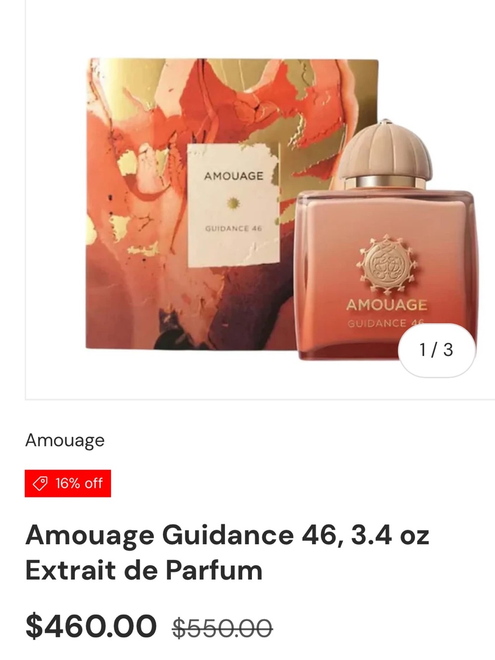 Amouage Guidance 46 Extrait de Parfum - Peachy Coral Bottle